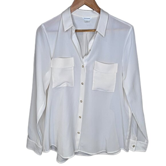 Club Monaco - Silk Button-Up Blouse - Large - Cream - Picture 1 of 7